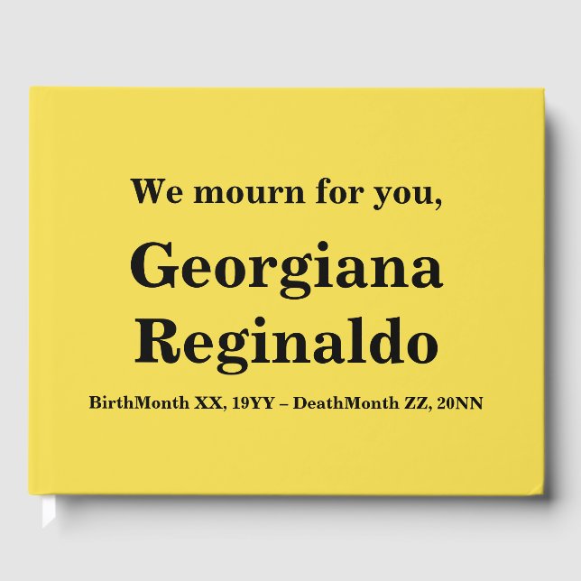 Respectable, Personalized Condolences Guestbook (Front)