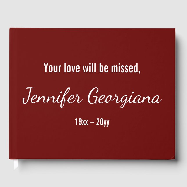 Respectable & Personalized Condolences Guestbook (Front)