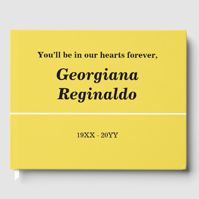 Respectable, Personalized Funeral Guest Book (Front)