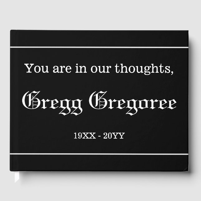 Respectable, Personalized Memorial Guestbook (Front)