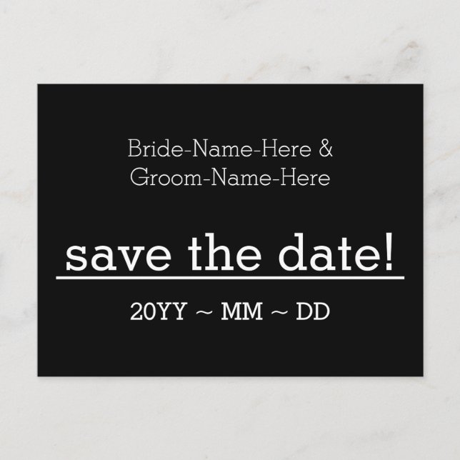 Respectable "save the date!" Postcard (Front)