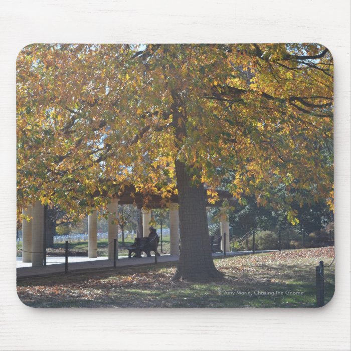 Respectful Mourner on a bench near Arlington entra Mousepads