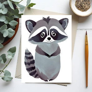 Respectful Raccoon | Cute Animal Watercolor Postcard