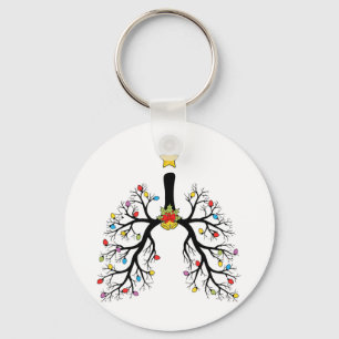 Respiratory Therapist Christmas Tree Lights Pulmon Keychain