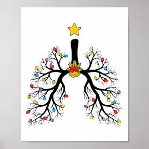 Respiratory Therapist Christmas Tree Lights Pulmon Poster