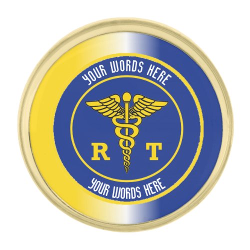 Respiratory Therapist Custom Caduceus Gold Finish Lapel Pin