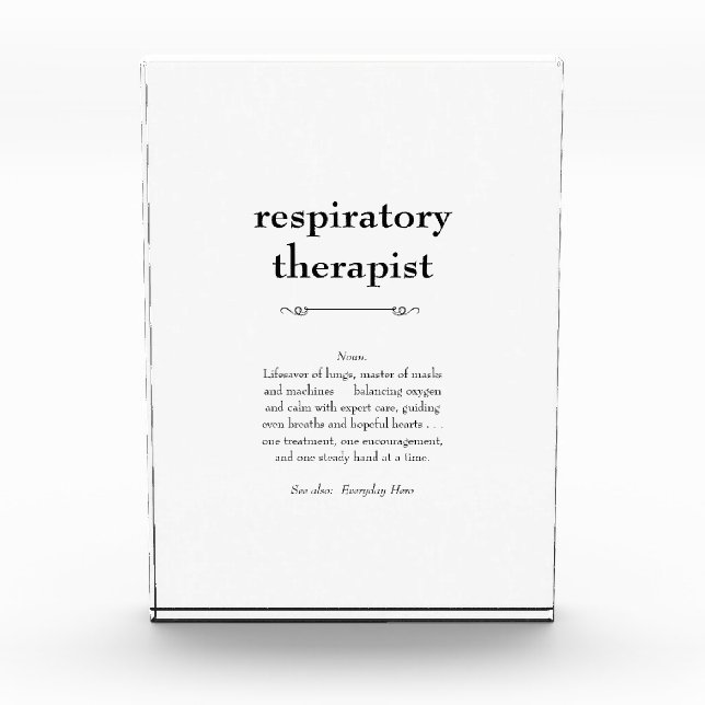 Respiratory Therapist Definition Thank You Gift Photo Block (Front)