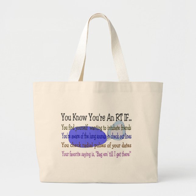 Respiratory Therapist Gifts Large Tote Bag (Front)