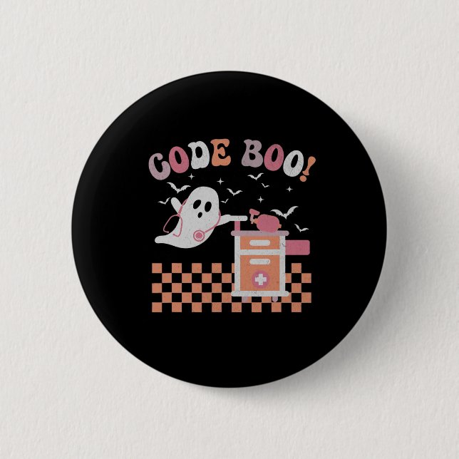 Respiratory Therapist Halloween Code Boo Spooky Re Button (Front)