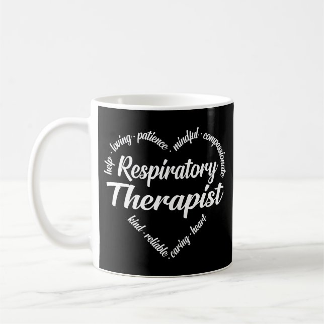 Respiratory Therapist Heart Word Cloud Coffee Mug (Left)