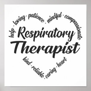 Respiratory Therapist Heart Word Cloud Poster