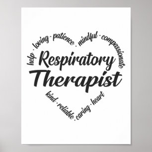 Respiratory Therapist Heart Word Cloud Poster