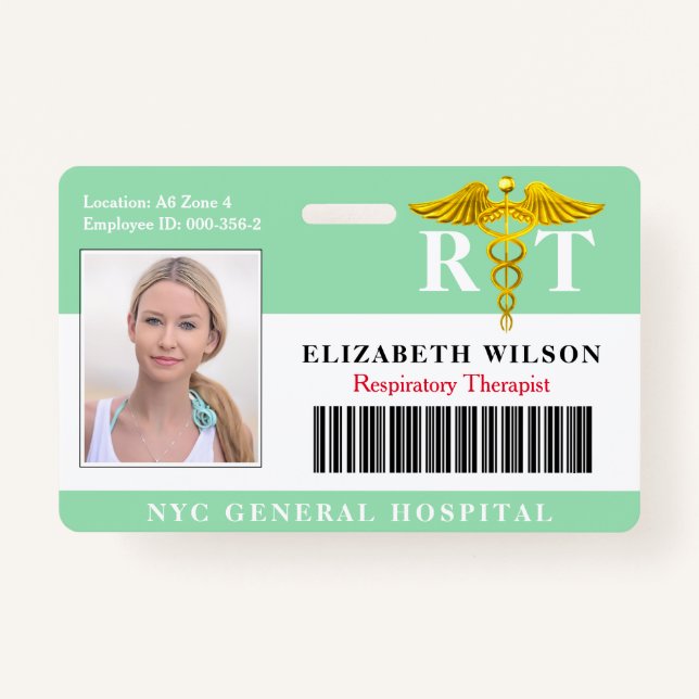 Respiratory Therapist | Medical Employee Photo ID Badge (Front)