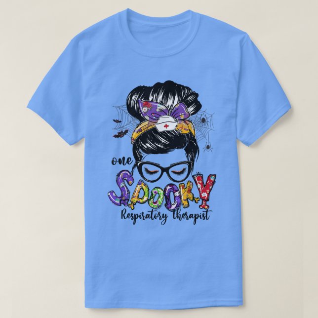 Respiratory Therapist Messy Bun Happy Halloween Gi T-Shirt (Design Front)