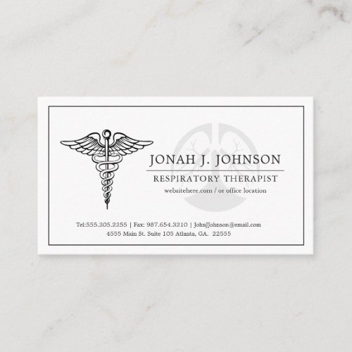 Respiratory Therapist  Minimal Faded Lungs Symbol Business Card