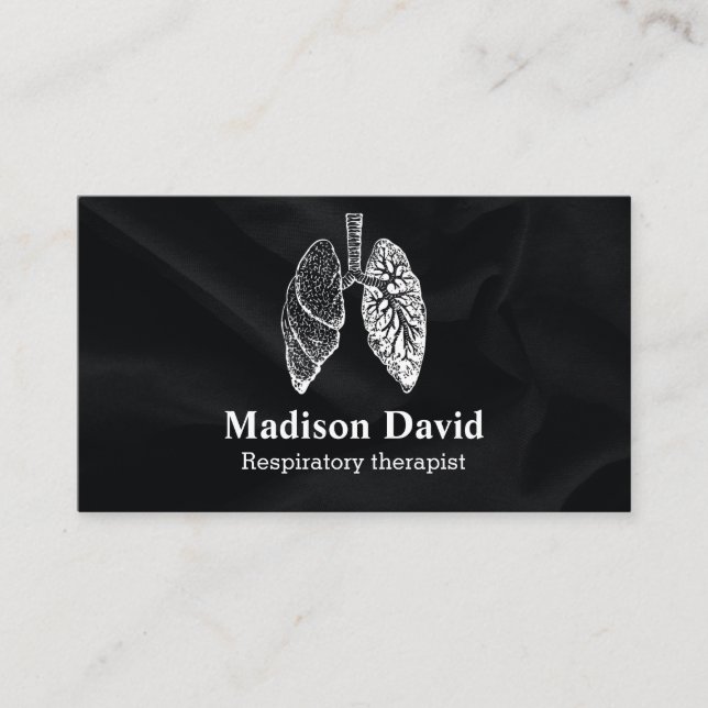 Respiratory therapist pulmonologist Minimal Black Business Card (Front)