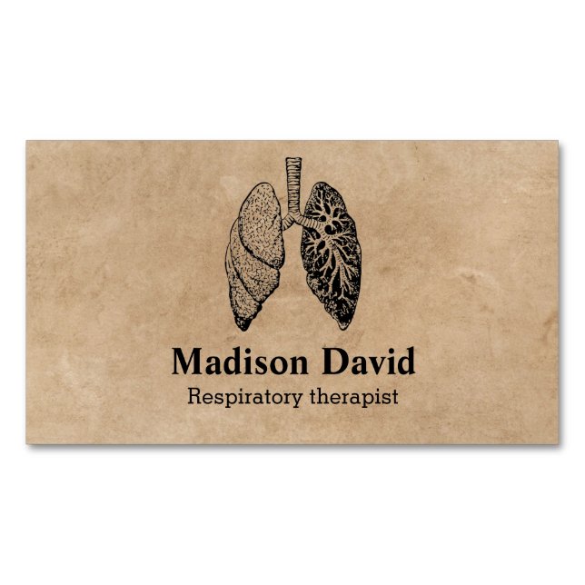 Respiratory therapist pulmonologist Minimal Lungs Business Card Magnet (Front)