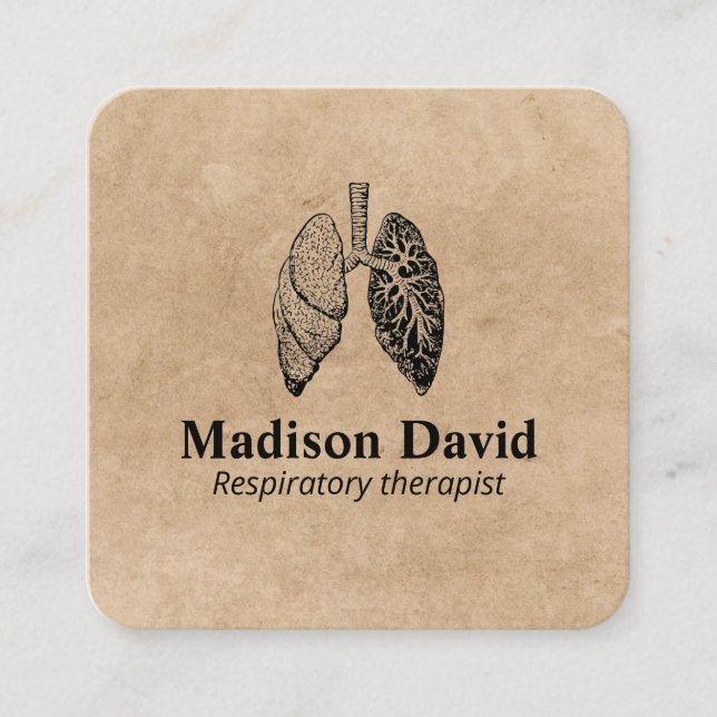 Respiratory therapist pulmonologist Minimal Lungs Square Business Card (Front)