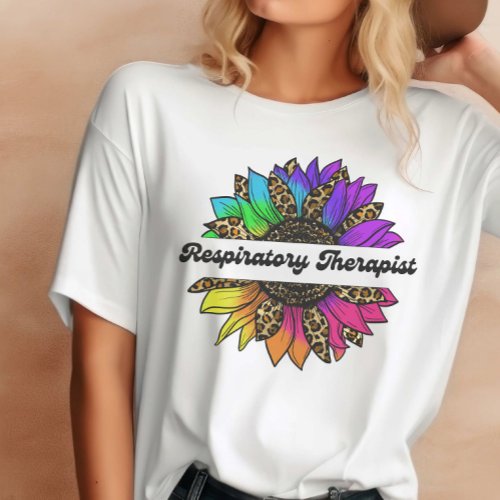 Respiratory Therapist Rainbow Sunflower  T_Shirt