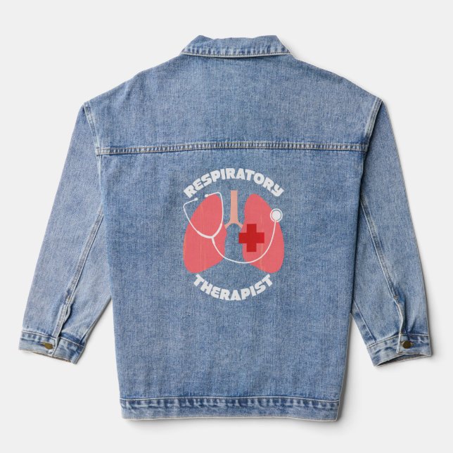 Respiratory Therapist Rcp Respiratory Care Practit Denim Jacket (Back)