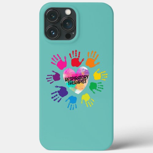 Respiratory Therapist RT Colorful Heart Hands Tie iPhone 13 Pro Max Case