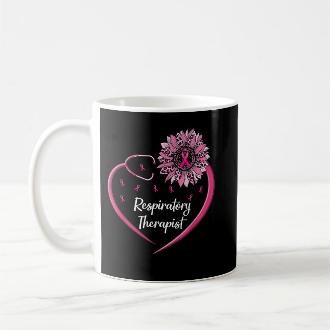 Respiratory Therapist RT Heart Love Sunflower Brea Coffee Mug (Left)