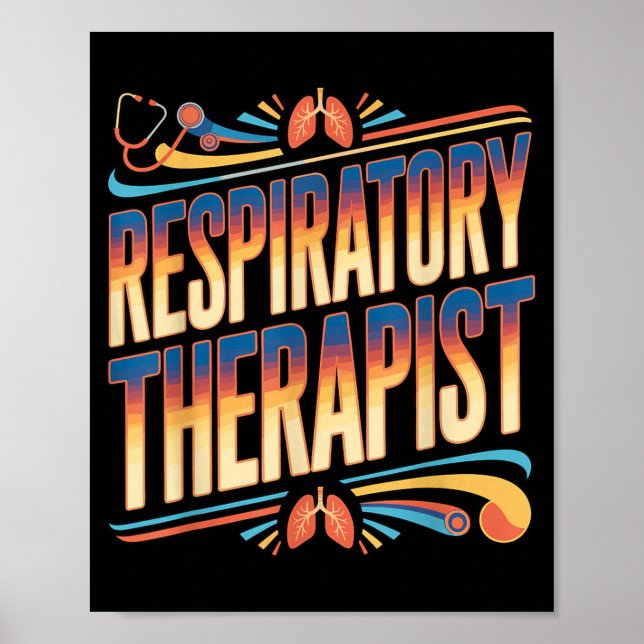 Respiratory Therapist RT Stethoscope Chest Emblem Poster (Front)