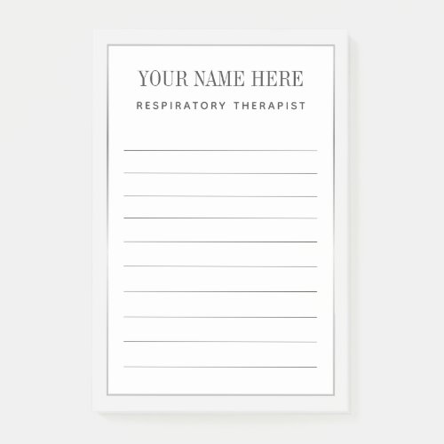 Respiratory Therapist Silver Border Post_it Notes