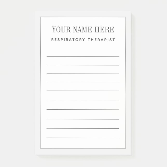 Respiratory Therapist Silver Border Post-it Notes (Front)