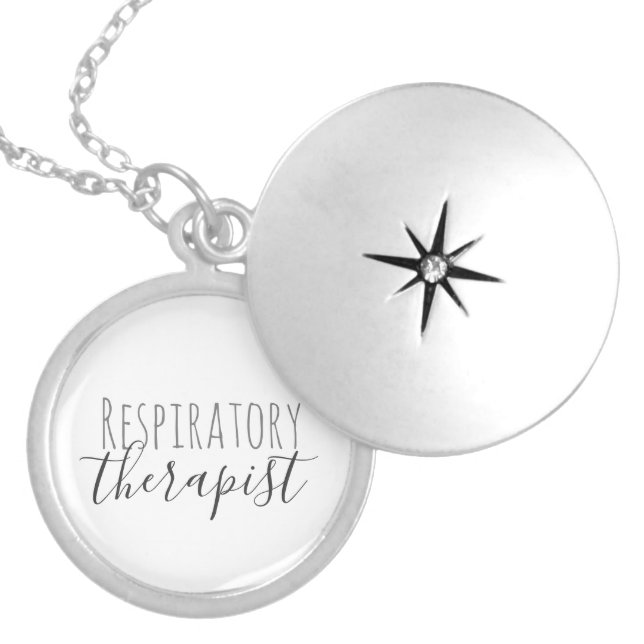 Respiratory Therapist Silver Locket Necklace (Front)