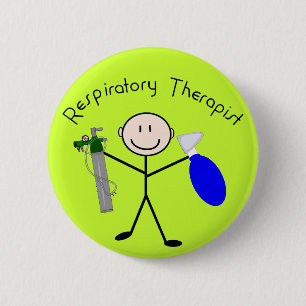 Respiratory Therapist Stick Person Pinback Button