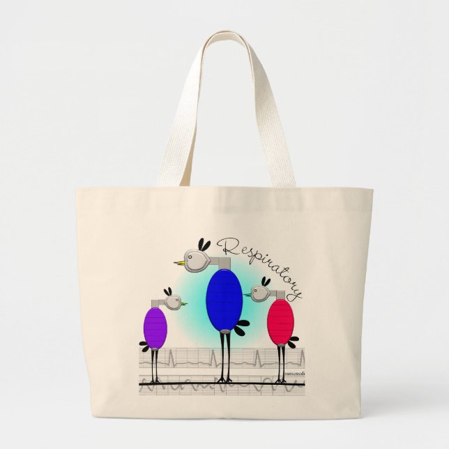 Respiratory Therapy "Ambu Birds" Gifts Large Tote Bag (Front)