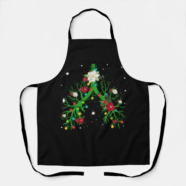 Respiratory Therapy Lung Christmas Light Therapist Apron (Front)