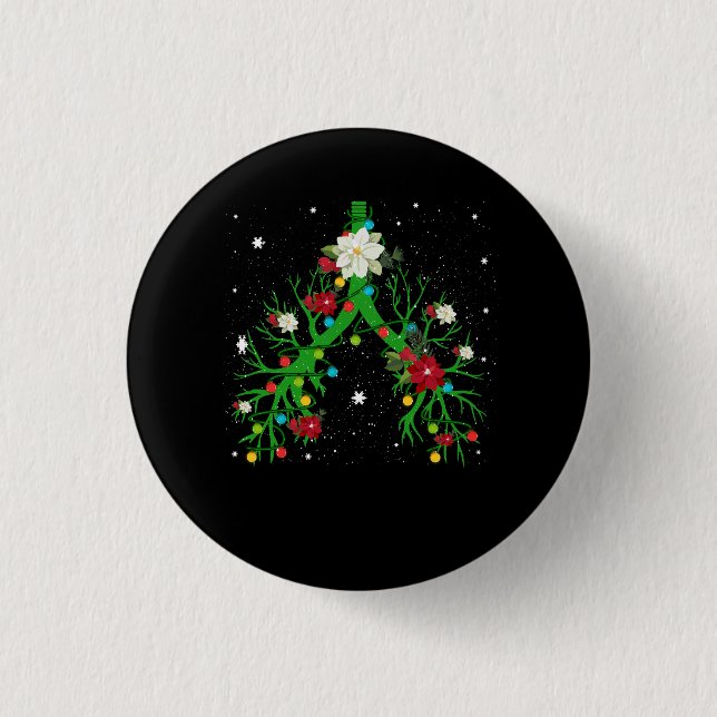 Respiratory Therapy Lung Christmas Light Therapist Button (Front)