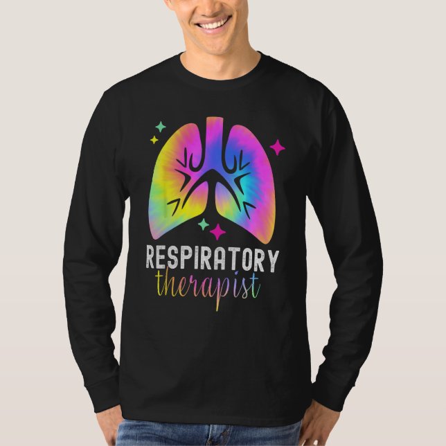 Respiratory Therapy RT Therapist Tie Dye Lungs Cut T-Shirt (Front)