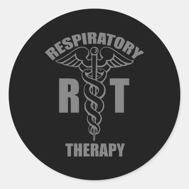 Respiratory Therapy Therapist Rt Caduceus Medical Classic Round Sticker ...