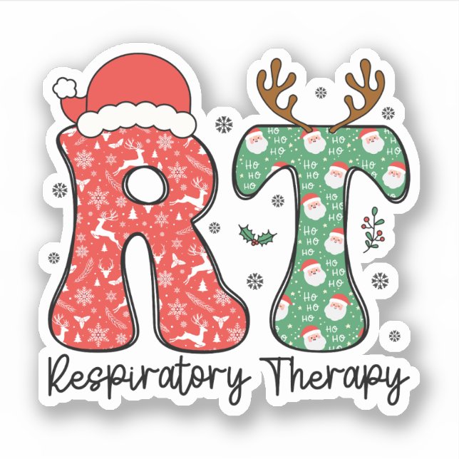 Respiratory Therapy Therapist RT Christmas  Sticker (Front)