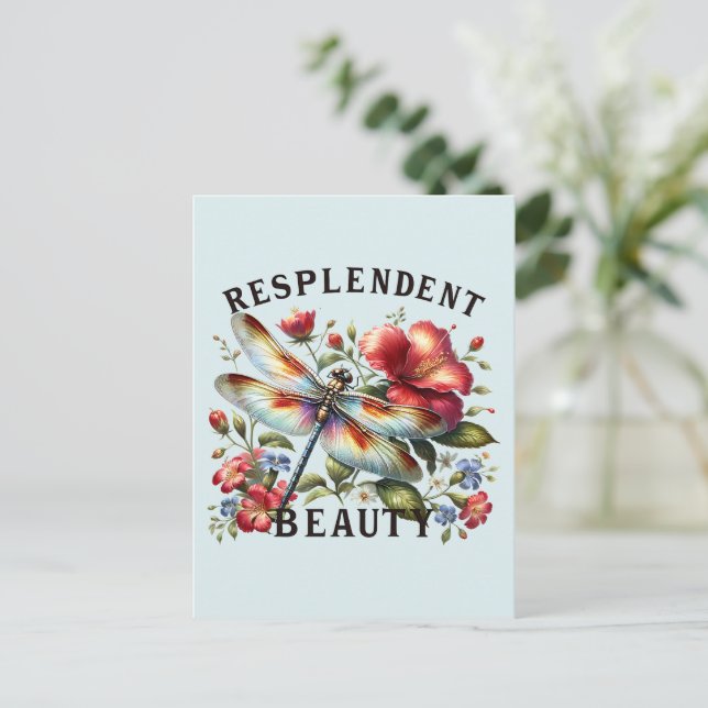 Resplendent Beauty - Artistic Dragonfly Postcard (Standing Front)