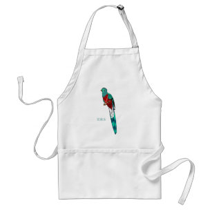 Resplendent quetzal bird cartoon illustration  adult apron