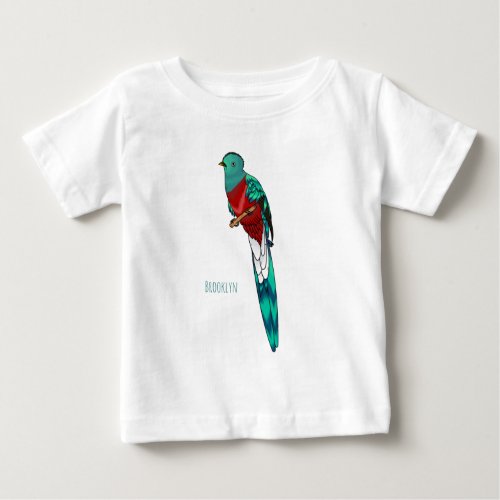 Resplendent quetzal bird cartoon illustration baby T_Shirt