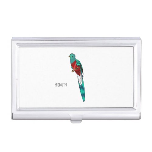Resplendent quetzal bird cartoon illustration   business card case
