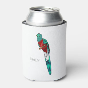 Resplendent quetzal bird cartoon illustration can cooler