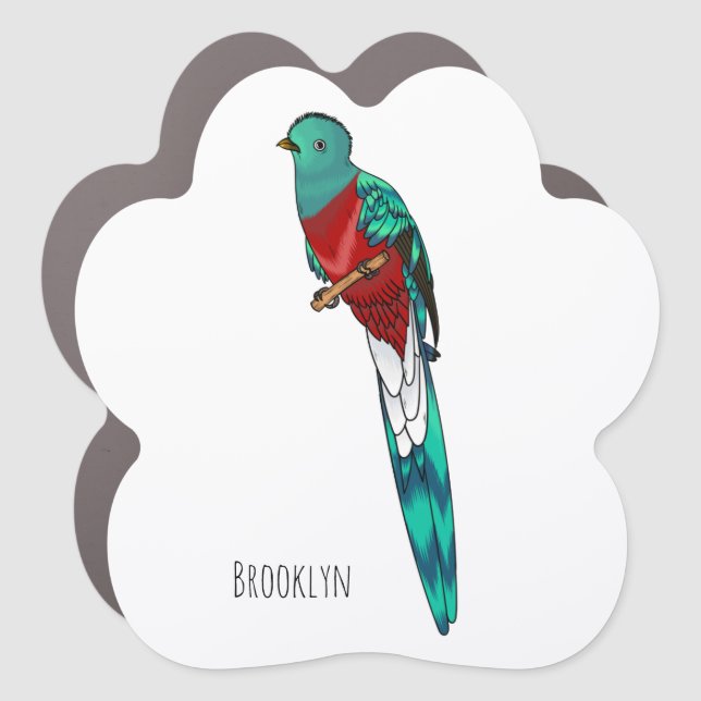 Resplendent quetzal bird cartoon illustration  car magnet (Front)