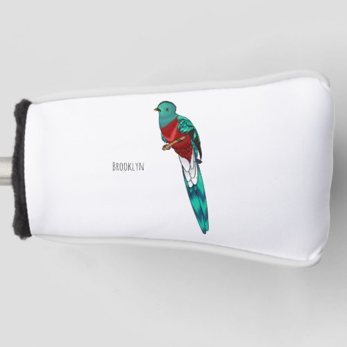 Resplendent quetzal bird cartoon illustration  golf head cover
