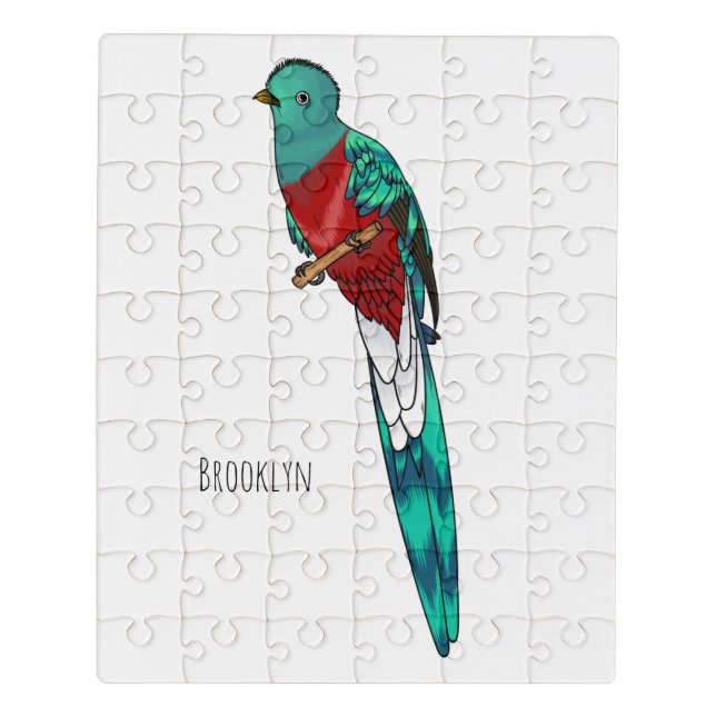 Resplendent quetzal bird cartoon illustration jigsaw puzzle (Puzzle Vertical)