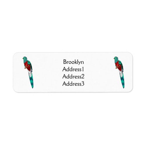 Resplendent quetzal bird cartoon illustration  label