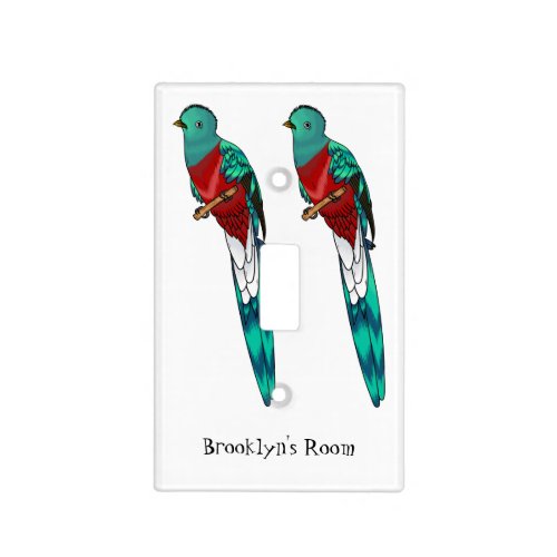 Resplendent quetzal bird cartoon illustration  light switch cover