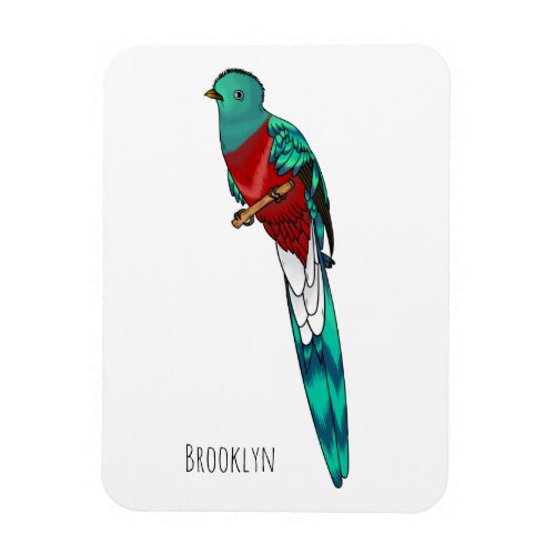 Resplendent quetzal bird cartoon illustration magnet