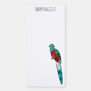 Resplendent quetzal bird cartoon illustration magnetic notepad