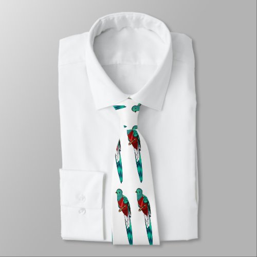 Resplendent quetzal bird cartoon illustration  neck tie